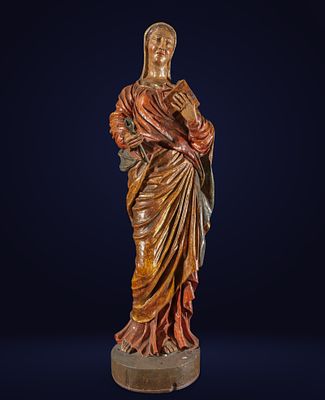 Spanish School of the 17th - 18th Century - Santa Apolonia. Polychrome carved wood. 