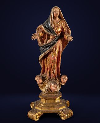 Castilian School of the 18th Century - Virgin Mary. Polychrome and gilded carved wood. 