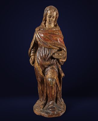 Castilian School of the 16th Century - Santa Lucia. Polychrome and gilded carved wood. 