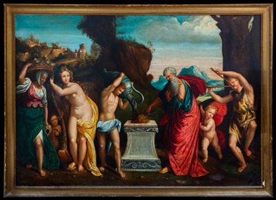 Following the models of BENVENUTO TISI il GAROFALO (Ferrara, 1481 - 1559) - A pagan sacrifice 