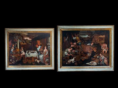 Follower of FRANCESCO BASSANO THE YOUNGER (Bassano del Grappa, 1549 - Venice, 1592) - Pair of 