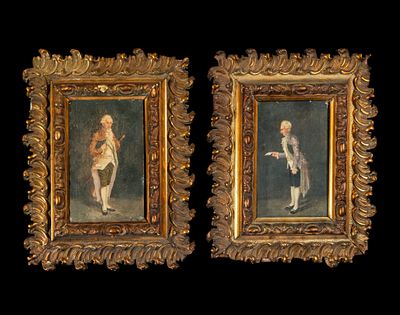 Spanish School of the 19th Century - Pair of portraits of gentlemen. Oil on panel. Measurements: 