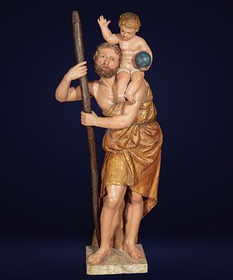 Madrid Baroque, 17th century - Important Saint Christopher. Measurements: 82 x 17 x 20 cm