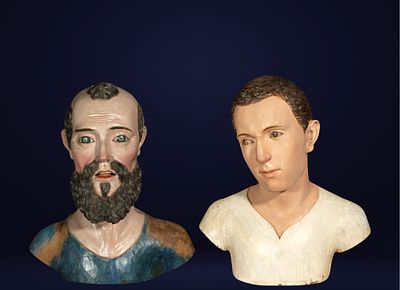 Star Lot - Manuel Chili “Caspicara” (c. 1723-c. 1796) - Pair of Life-Size Busts of Saint Peter