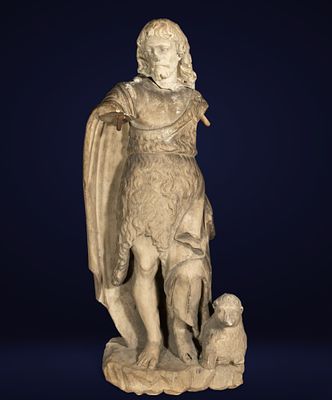 Italian Renaissance - Large and decorative San Giovanni in marble, early 16th century. Sculptural