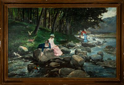 Francesc Torrescassana i Sallarés (Barcelona, 1845-ibidem, 1918) - The Young Fisherwomen. Signed