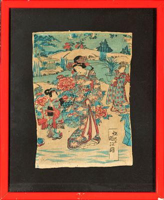 Aquatint on silk, signed, dimensions: 27 x 18 cm, framed dimensions: 48 x 31 cm. Provenance: