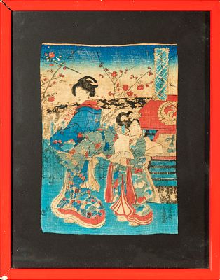 Aquatint on silk, signed, dimensions: 27 x 18 cm, framed dimensions: 48 x 31 cm. Provenance: