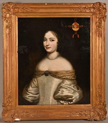 French School of the 17th century – Portrait of a Young Noble Lady, with the French Coat of 