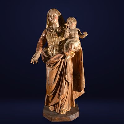Large Italian Maddonna Baroque Carving, 16th to early 17th Century. Size. Measurements: 76 cm x 