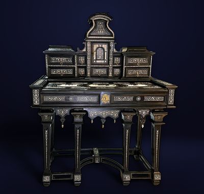 Ebony desk by Joseph Bertin, Milan, 19th century. Magnificent ebony desk by the 19th century 
