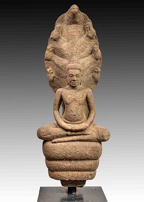 Monumental Buddha Mucilinda Vishnu, Cambodia. Khmer. Bayon site. 13th century. Monumental Great 