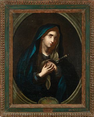 Our Lady of Sorrows. 18th Century Mexican Colonial School. Oil on canvas. Dimensions: 78 x 60 