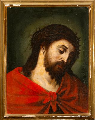Ecce Homo. 18th Century Italian School. Oil on canvas. Dimensions: 53 x 40 cm. Christ is 
