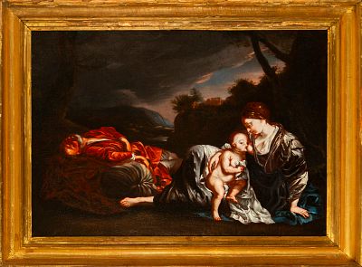 Rest on the Flight into Egypt. Italian School. 17th Century. Oil on canvas. Dimensions: 48 x 63 