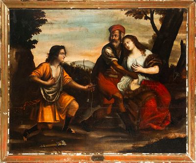 Great Mythological Scene - Italian Flemish Master - 17th Century. Oil on canvas. Dimensions: 105 