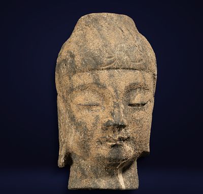 Rare Burmese/Myanmar Buddha Head in Stone, 19th Century. Measurements: 24 x 20 cm approx. In stone