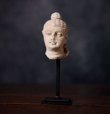Exquisite Buddha Head Gandhara - Afghanistan - 2nd-3rd Century AD. Measurements: 9 x 6 x 5 cm. 