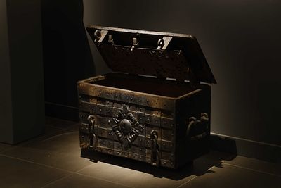 Corsair's Treasure Chest - Nuremberg Europe 16th Century. 74 x 45 x 45 cm. Made of solid wrought 