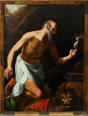 Saint Jerome the Penitent, Spanish School, 17th Century. Oil on canvas. Dimensions: 147 x 110 cm 