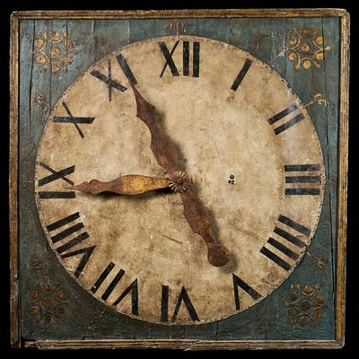 Clock from the early 19th century on a polychrome panel, Italy, first half of the 19th century. W 