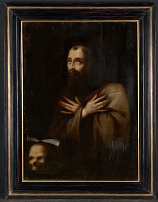 Flemish school of the 17th century - Saint Francis in ecstasy. Oil on oak panel. Dimensions: 