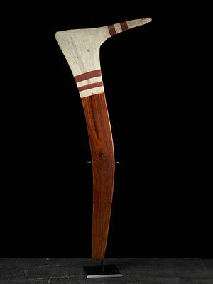 Aboriginal ceremonial club staff of the Boomerang type with swan neck, Australia, 20th century. C 