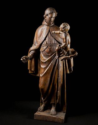 Large sculpture of Saint Anthony with the Child Jesus, French or Flemish Baroque School, 17th 