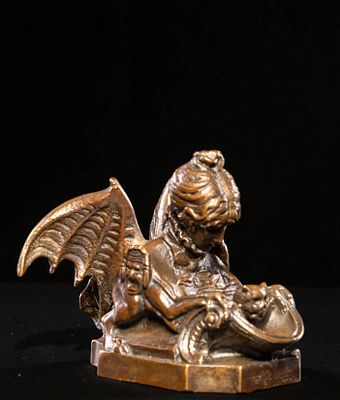 Chimera, self-portrait of Sarah Bernhardt, France, 19th–20th century. Cast bronze. Dimensions: 8 