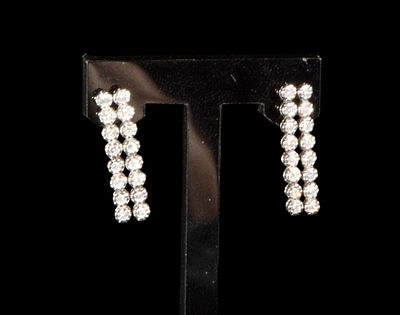 1920 white gold oro blanco 18 k double rivi&egrave;re earrings, 0,96ct total weight. Largo: 2,3 cm | 