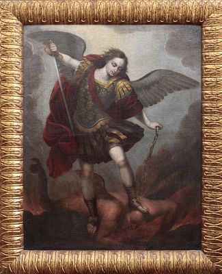 Saint Michael the Archangel. Spanish School, 17th Century. Oil on canvas. Measurements 104 x 82 
