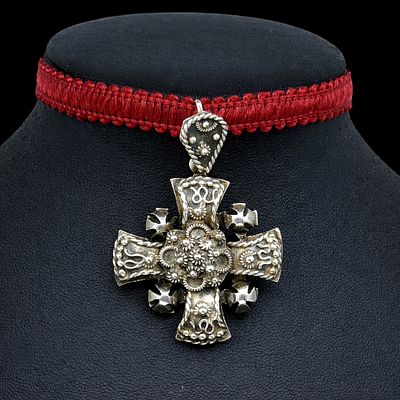 Jerusalem cross pendant in silver, 20th century. Sterling silver (925), crafted using a 