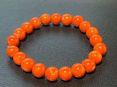 Bracelet of large old 0.8cm Red Trapani coral beads. 86.20ct, 17.25g