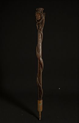 Rare Medieval Mass Tricerium or Axe-Stick from the 16th Century "Tree of Wisdom". 193 x 20 cm 
