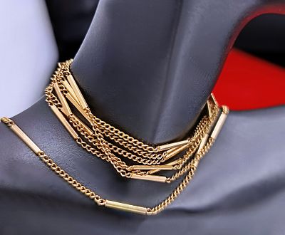 Exquisite 18-karat gold longguard necklace, 103 cm long, weighing 13.50 g. Elegant longguard 