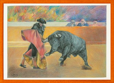 Chalks and watercolors opening the work of Esdras Serna. Chalk and watercolor, 64 cm x 46 cm and 