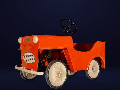 Restored 1930s brass pedal car. 53 cm x 44 cm x 77 cm
