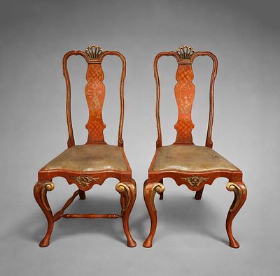 PAIR OF CHIPPENDALE CHAIRS IN LACQUERED WOOD, FOLLOWING PIERRE LOTTIER, 70'S – SPAIN. Style: 
