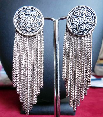 Russian silver 900 earrings with niello details. 900 silver with niello details. Antique Russian 