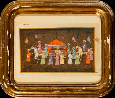 Frame with Hindu drawing. Paper and wood. Dimensions: 25 cm x 15 cm and 38 cm x 15 cm