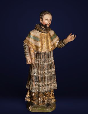 Saint Francis Xavier. Spanish-Philippine Colonial School. 18th Century. Carved in polychrome and 