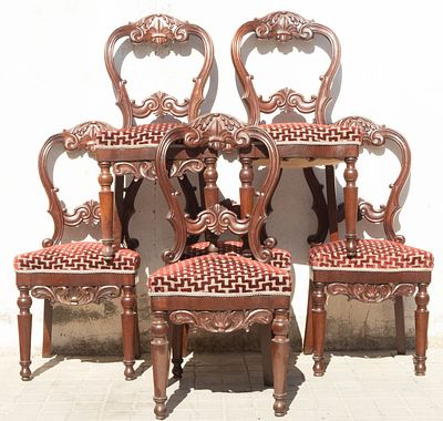 Lot of 6 English mahogany chairs, 19th century. Each: 97 x 45 x 48 cm