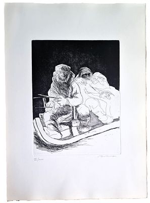 AUGUSTO MURER (Falcade, 1922 – Padua, 1985) – Ghe rivarem a baita? (1975) I. Etching on paper. 