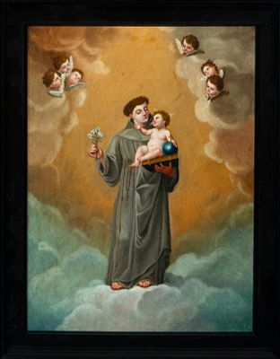 Saint Anthony of Padua with the Child Jesus. Cuzco School. 18th Century. Oil on canvas. 