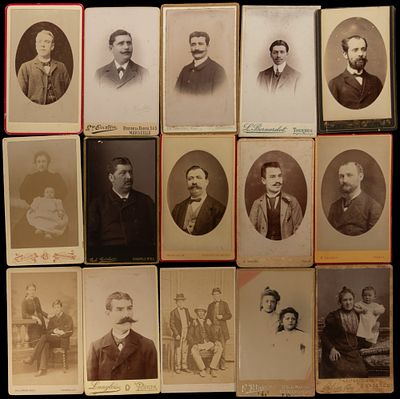 Lot of 15 old photos from the 19th and 20th centuries. Each measures 9x5cm approx.