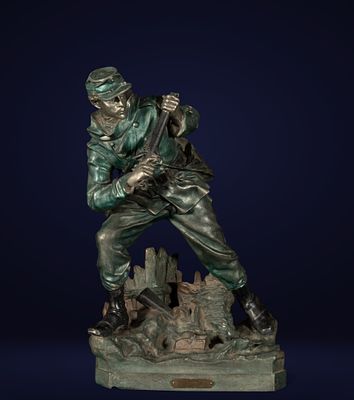 American Civil War soldier, in metal. Measurements: 33 x 20 cm