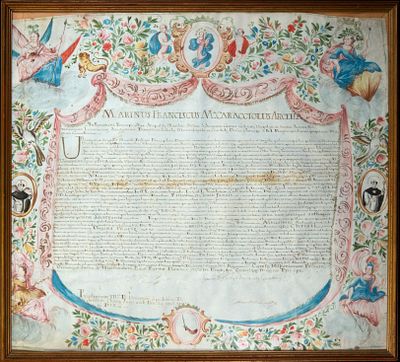Gran Pergamino iluminado a mano con Acta de Privilegio Real a la Princesa Palatina de Parma del 