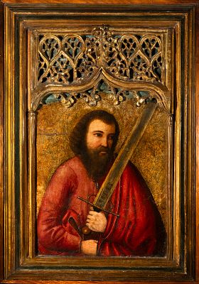 Valencian or Catalan Gothic Master from the 15th C - Saint Paulus. Oil on board, measurements 
