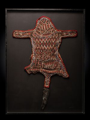 Ceremonial dance cover for queen mother, probably grasslands people, Cameroon. Glass beads and 