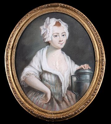 19th Century French School - The Milkmaid. Pastel on paper. Dimensions: 64 &times; 51 cm. Genre 
